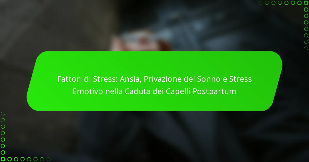 Fattori di Stress: Ansia, Privazione del Sonno e Stress Emotivo nella Caduta dei Capelli Postpartum