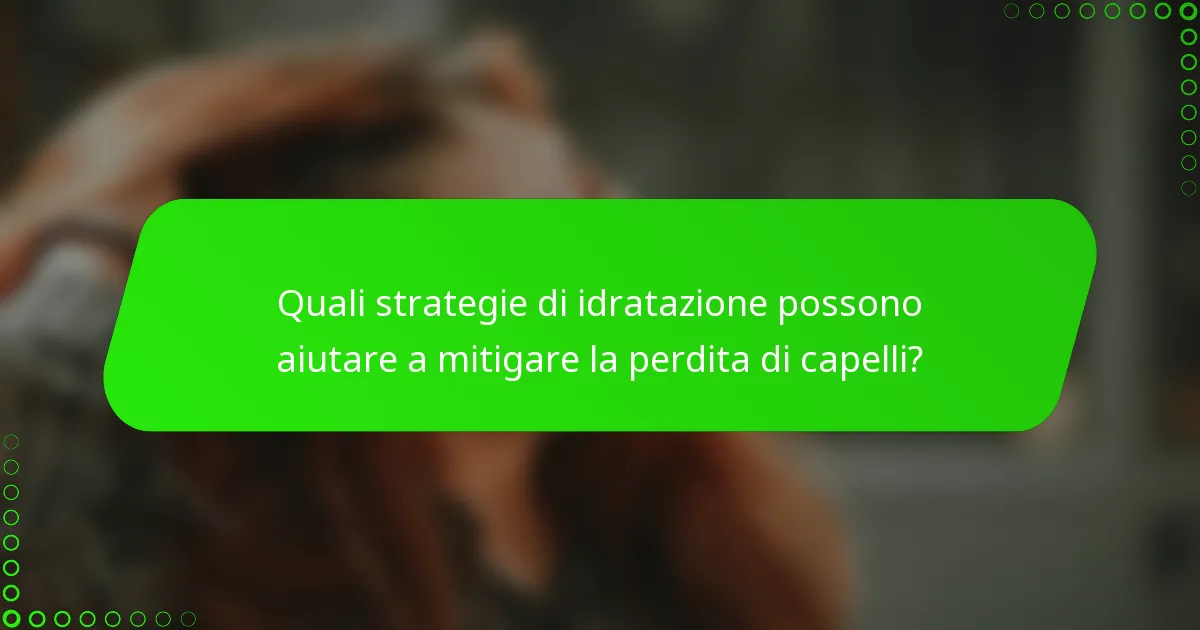 Quali strategie di idratazione possono aiutare a mitigare la perdita di capelli?